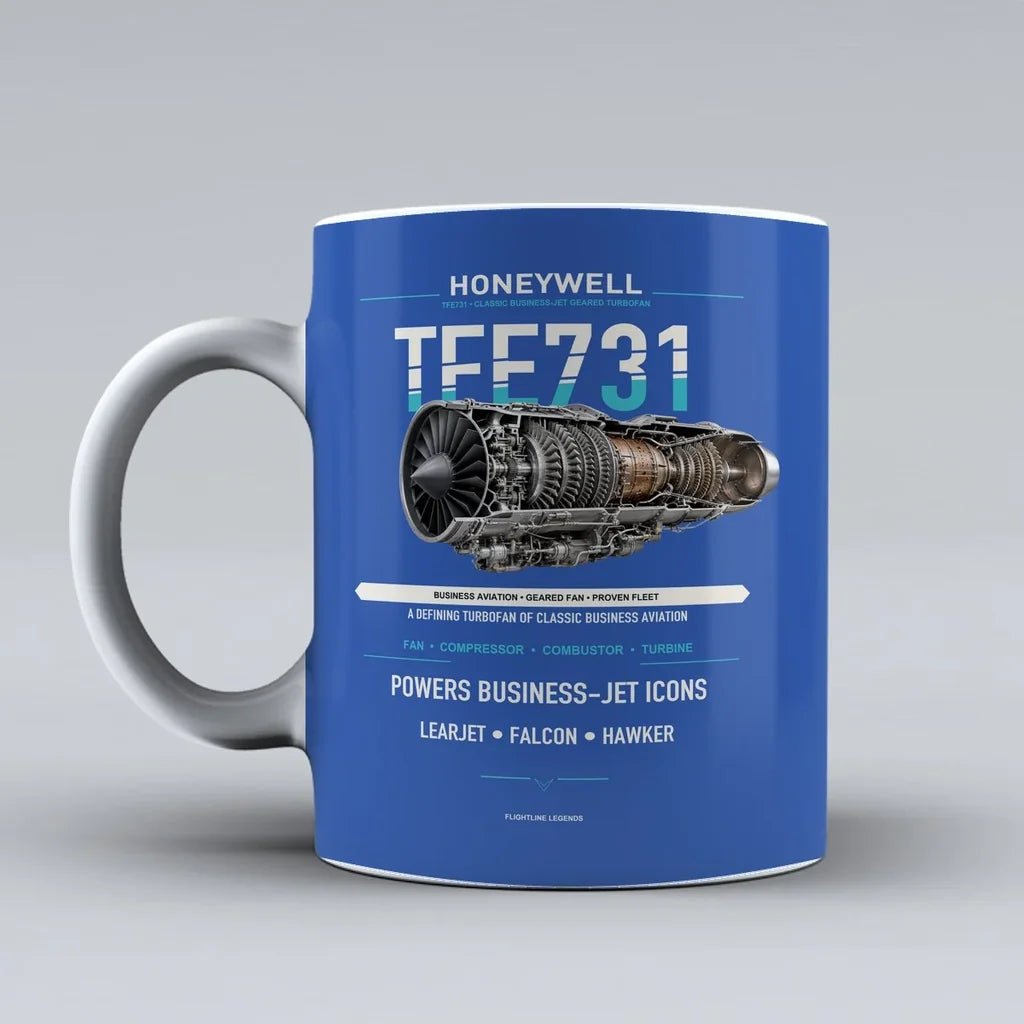 Mug design on blue tfe731
