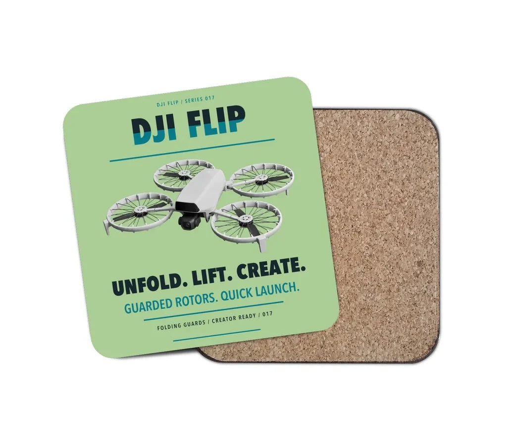 DJI Flip design on light green 1 piece coaster