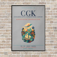 Thumbnail for Jakarta Soekarno-Hatta International Airport CGK vertical canvas print - framed - light gray background