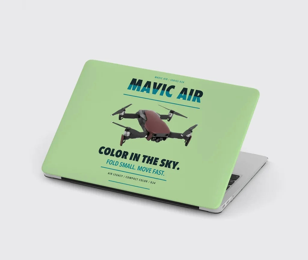 DJI Mavic Air design on light green MacBook case
