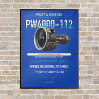 Thumbnail for PW4000-112 vertical canvas print - framed - blue background