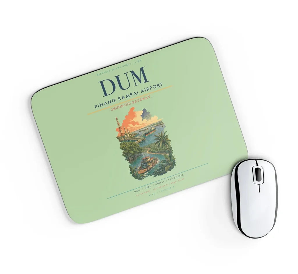 Pinang Kampai Airport (DUM) design on light green rectangle mouse pad