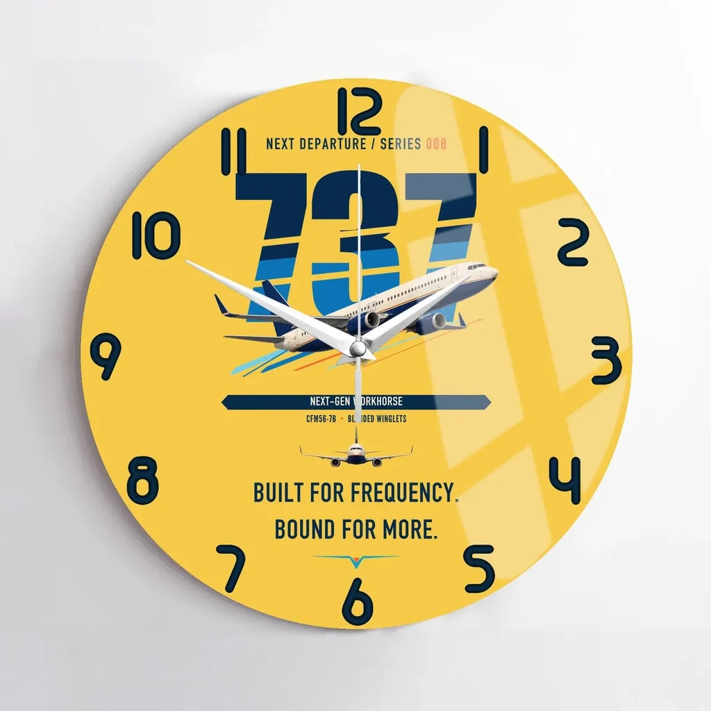 Boeing 737-800 NG design on yellow no frame wall clock