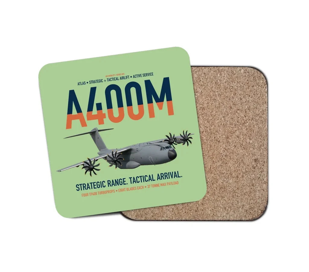 Airbus A400M Atlas design on light green 1 piece coaster
