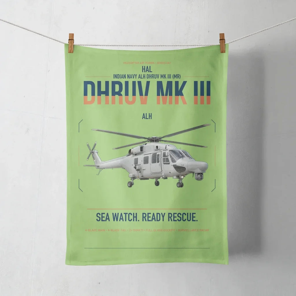 HAL ALH Dhruv Mk III design on light green towel