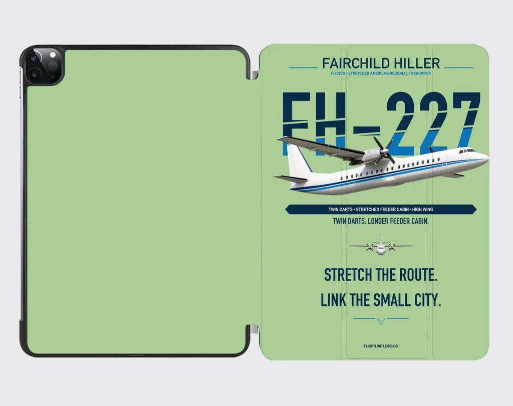 Fairchild Hiller FH-227B design on light green ipad tablet case