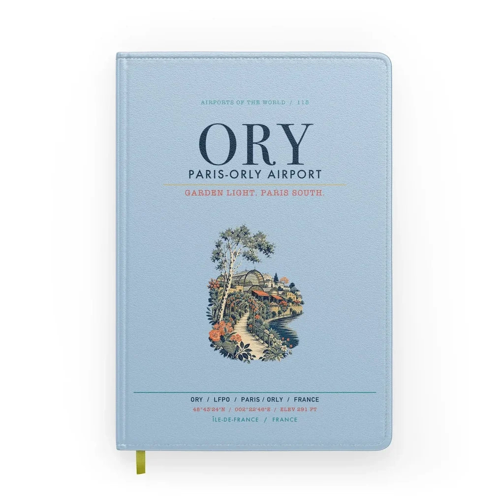 Paris-Orly Airport (ORY) design on light blue notebook