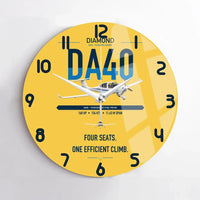 Thumbnail for Diamond DA40 design on yellow no frame wall clock