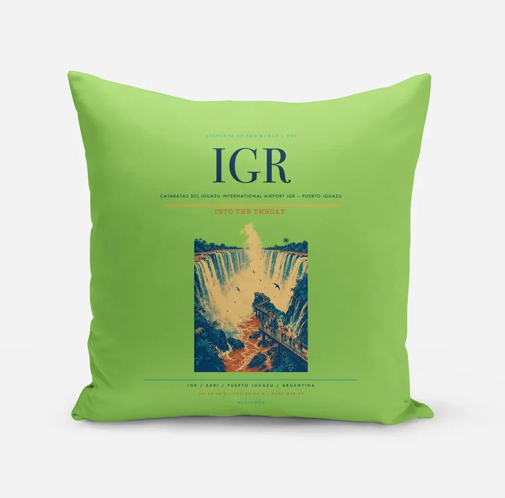 Cataratas del Iguazu International Airport (IGR) design on light green pillow
