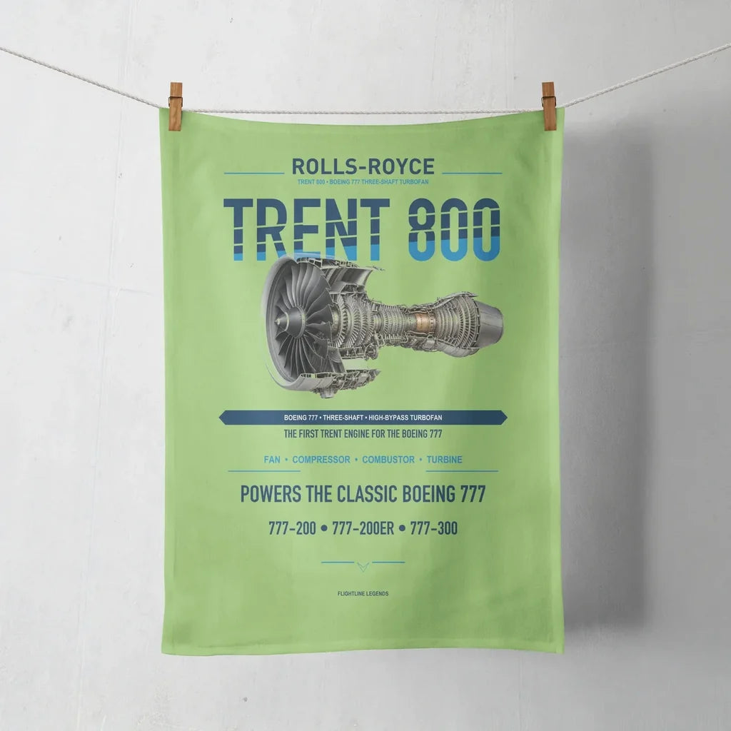 TRENT 800 design on light green towel
