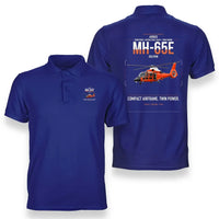 Thumbnail for Airbus MH-65E Dolphin design on blue double-side polo t-shirt, double-side print