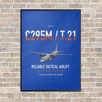 Thumbnail for Airbus C295M T.21 vertical canvas print - framed - blue background