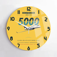 Thumbnail for Bombardier Global 5000 design on yellow no frame wall clock