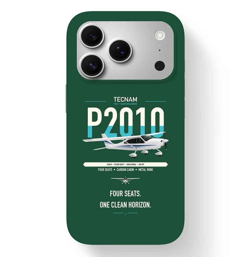 Tecnam P2010 design on dark green magsafe iphone case, for iPhone 17 Pro