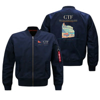 Thumbnail for Great Falls International Airport (GTF) design on blue bomber jacket
