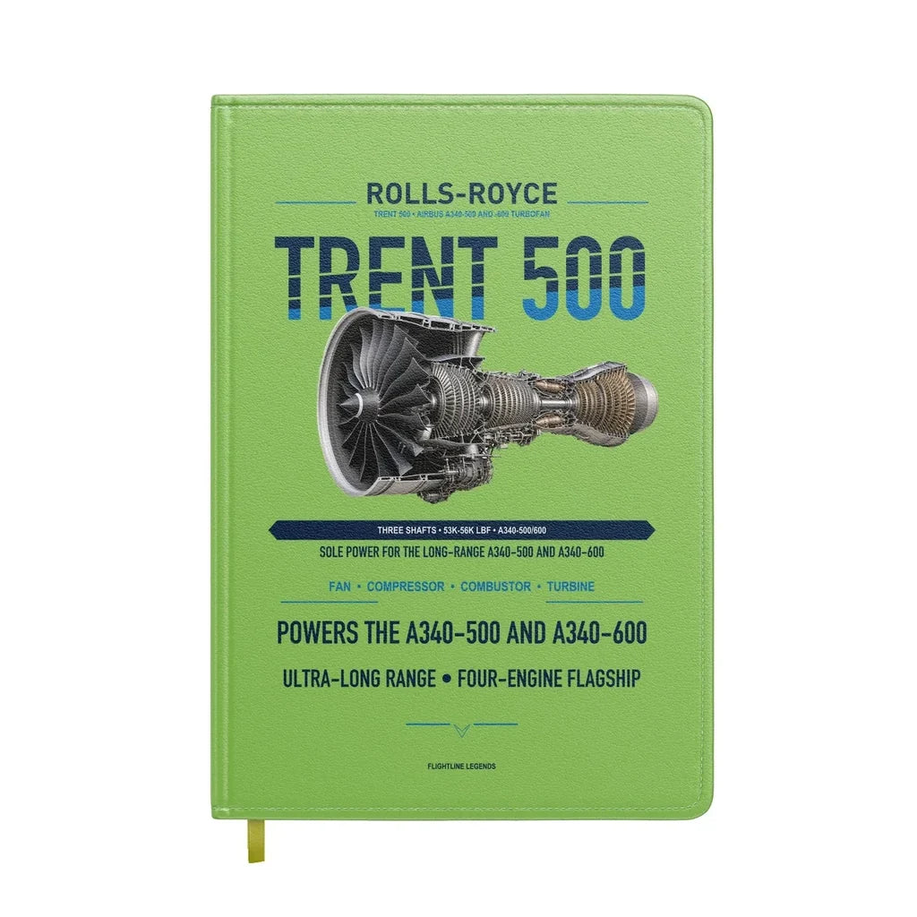 TRENT 500 design on light green notebook