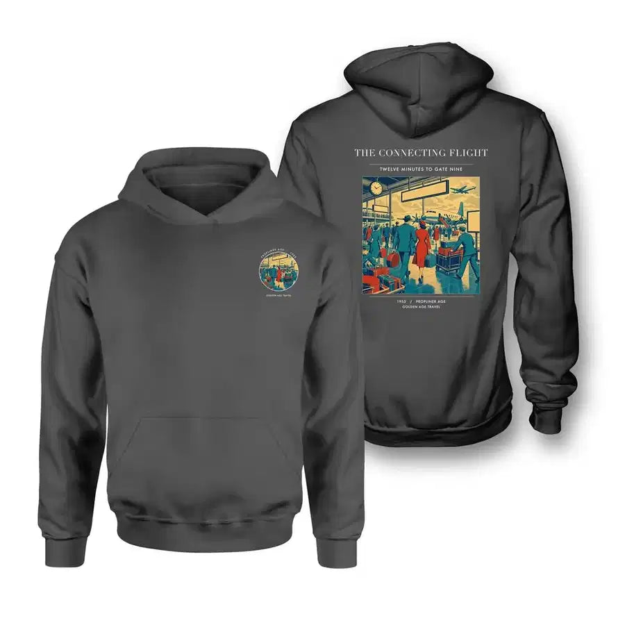 VINTAGE G4088 - The Connecting Flight - Double-Side Hoodie design on darkgray double side
