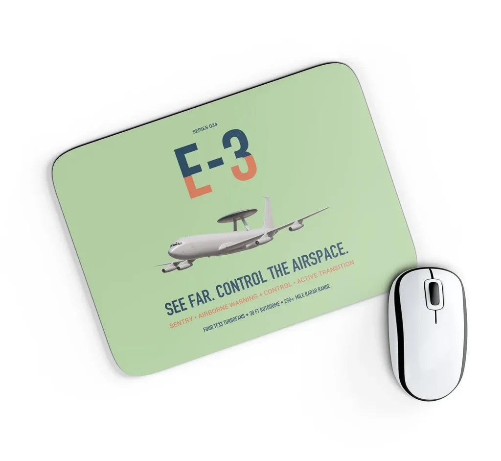E-3 Sentry AWACS design on light green rectangle mouse pad