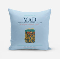 Thumbnail for Adolfo Suarez Madrid-Barajas Airport (MAD) design on light blue pillow