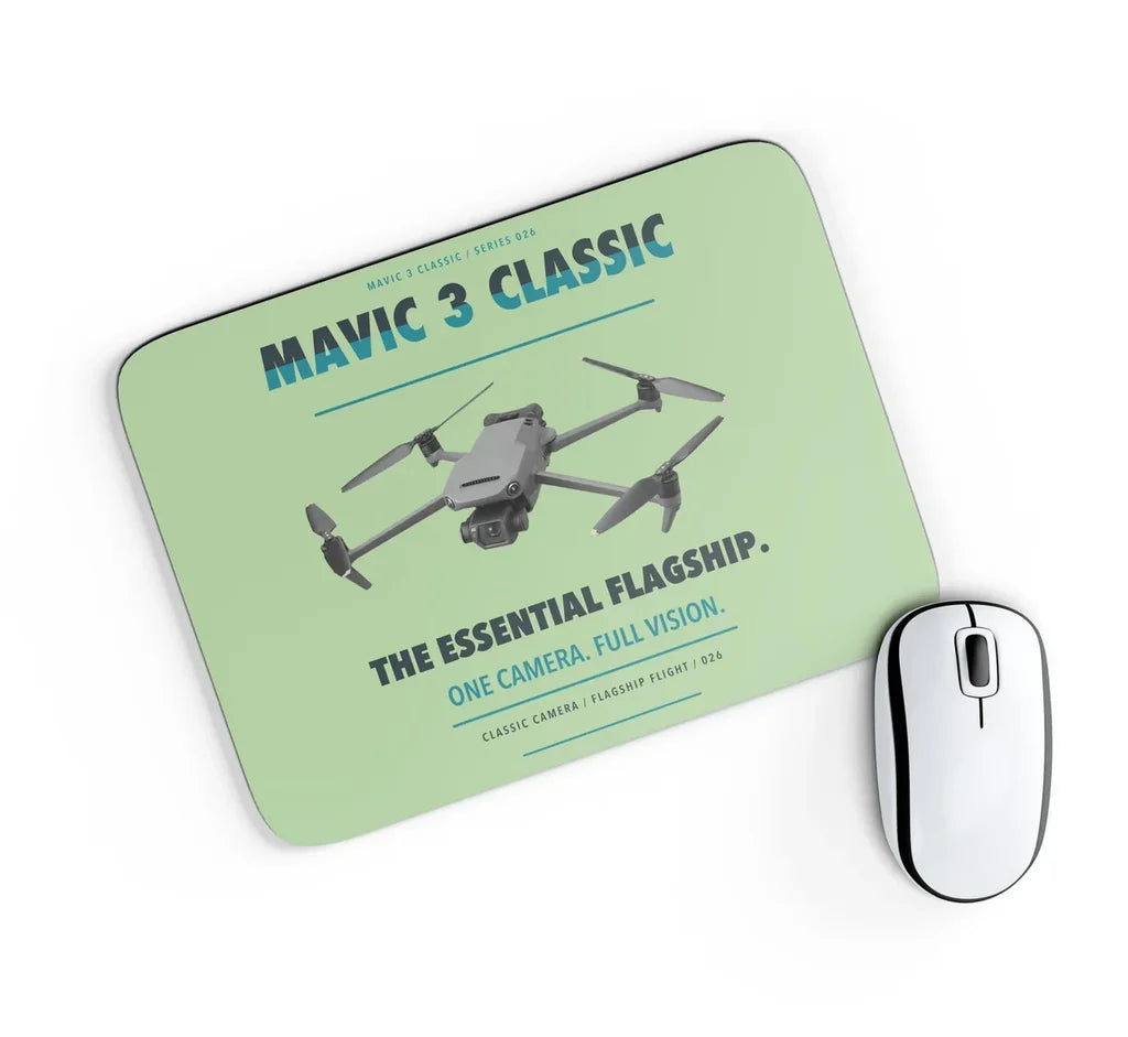 DJI Mavic 3 Classic design on light green rectangle mouse pad