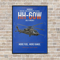 Thumbnail for Sikorsky HH-60W Jolly Green II vertical canvas print - framed - blue background