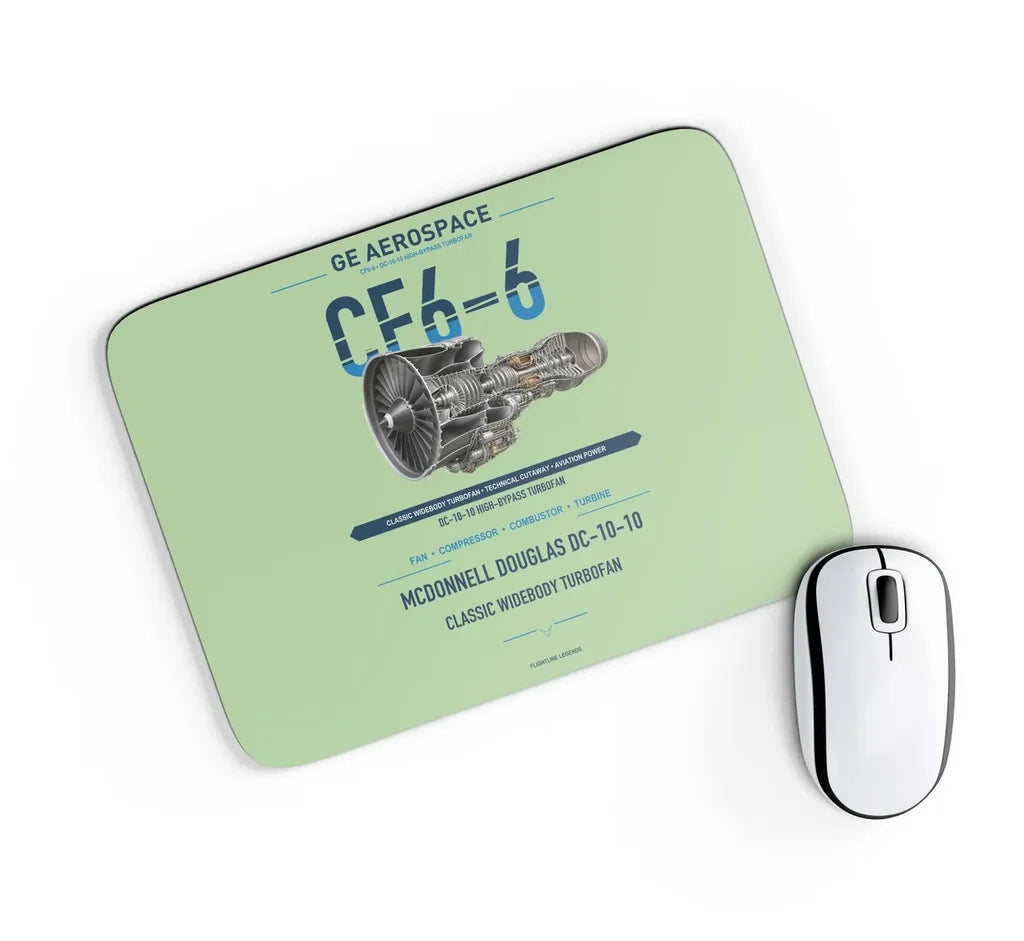 CF6-6 design on light green rectangle mouse pad