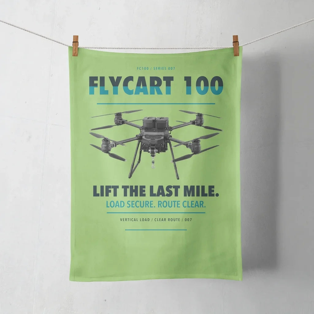 DJI FlyCart 100 design on light green towel