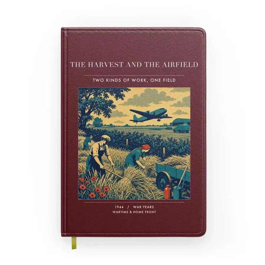 VINTAGE G4510 - The Harvest And The Airfield - Designed Notebooks design on darkred