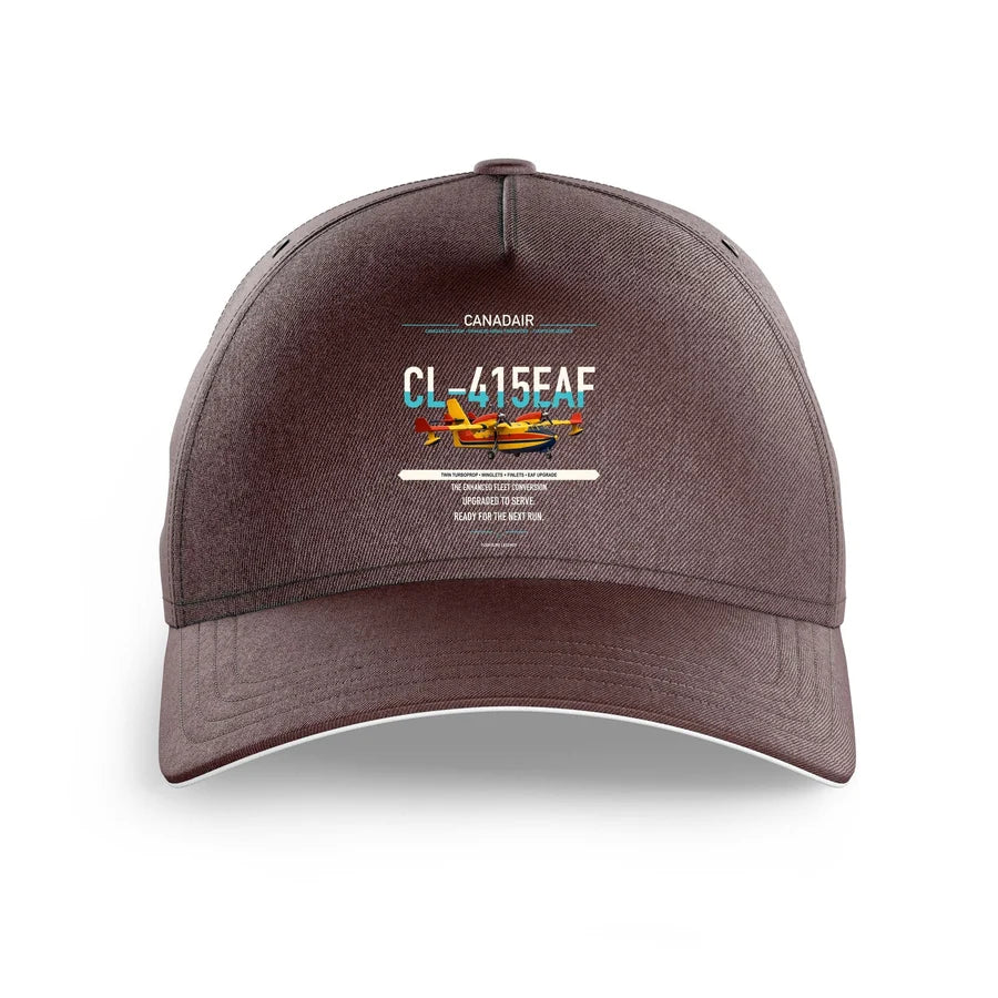Canadair CL-415EAF design on brown printed hat