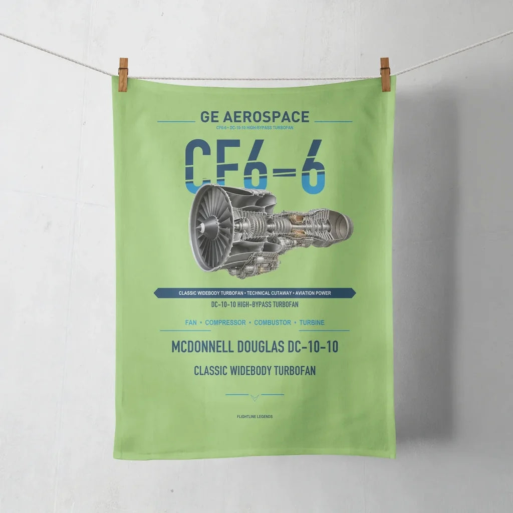 CF6-6 design on light green towel