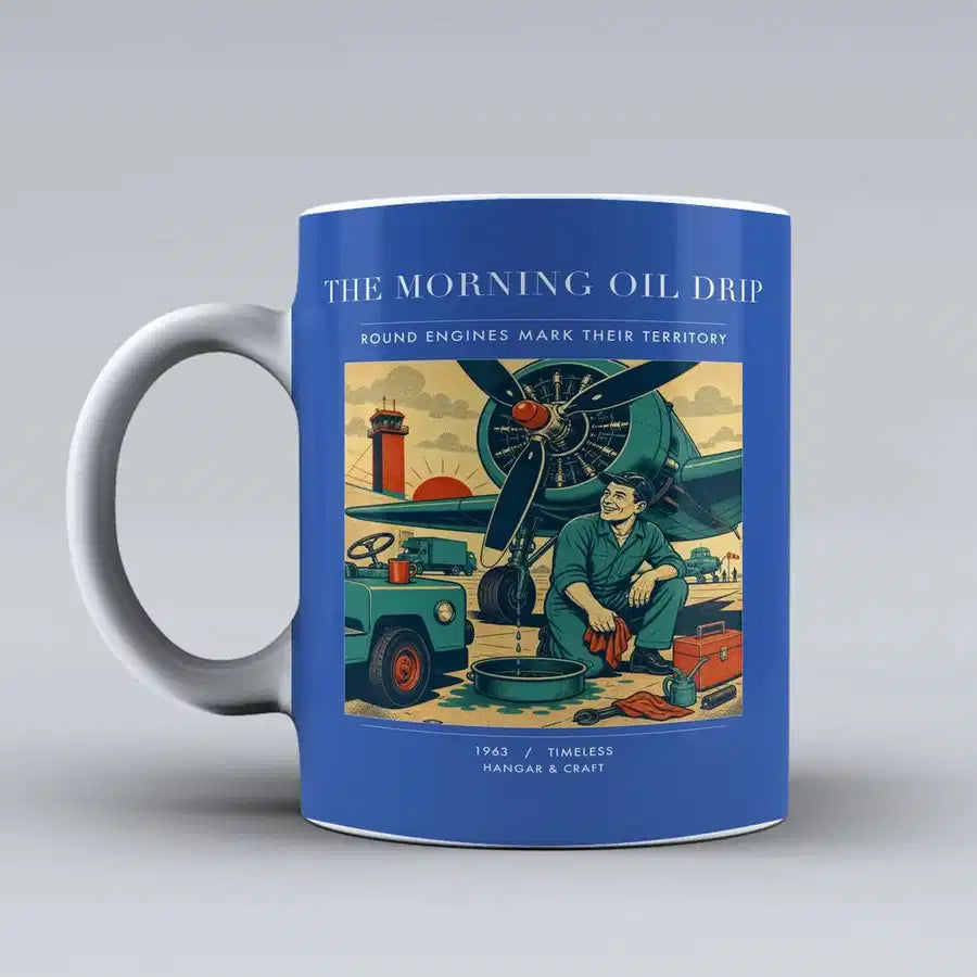 VINTAGE G4266 - The Morning Oil Drip - Ceramic Mug design on blue