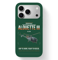Thumbnail for Aérospatiale SA 316B Alouette III design on dark green magsafe iphone case, for iPhone 17 Pro