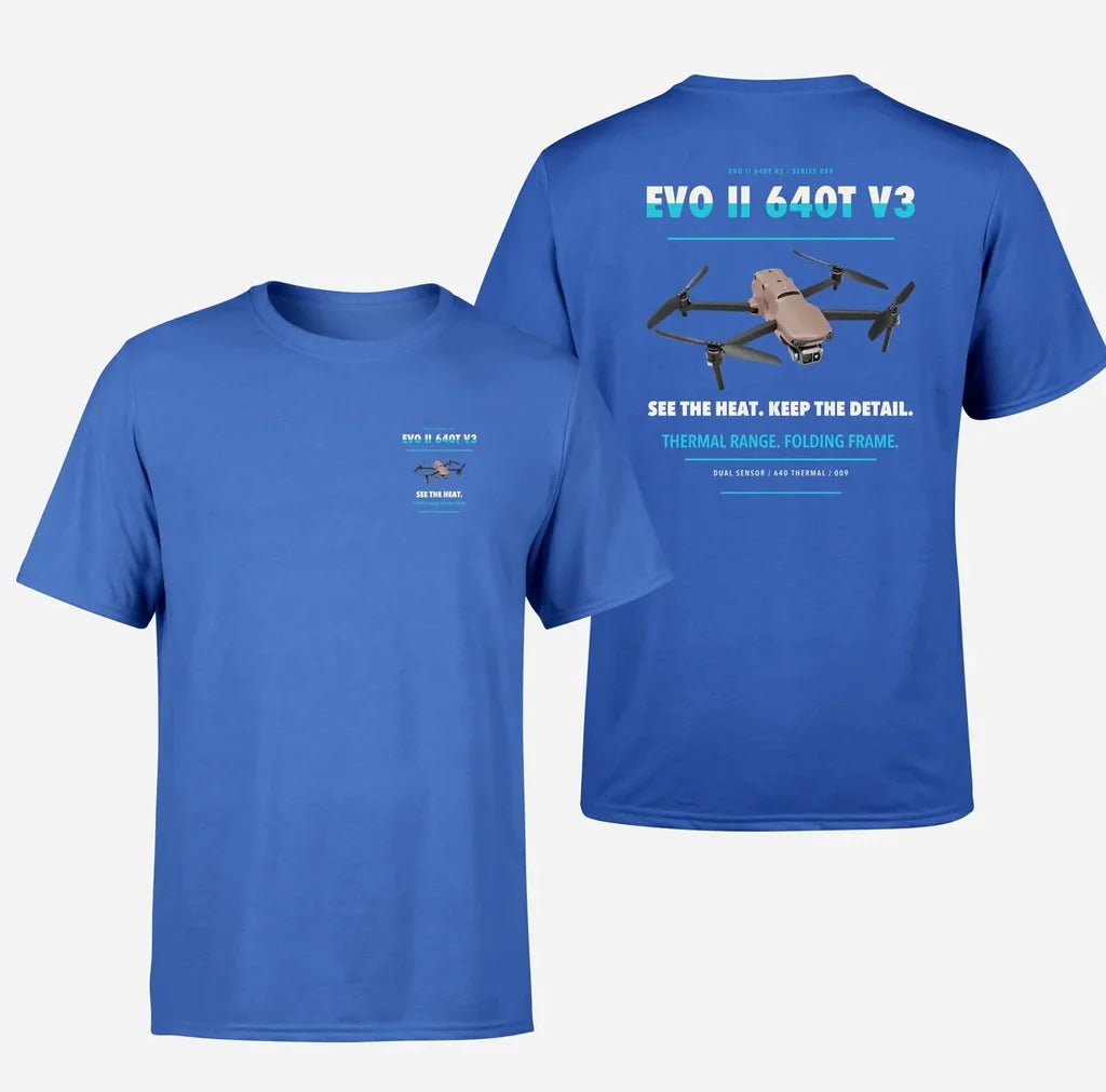 Autel EVO II Dual 640T V3 design on blue t shirt