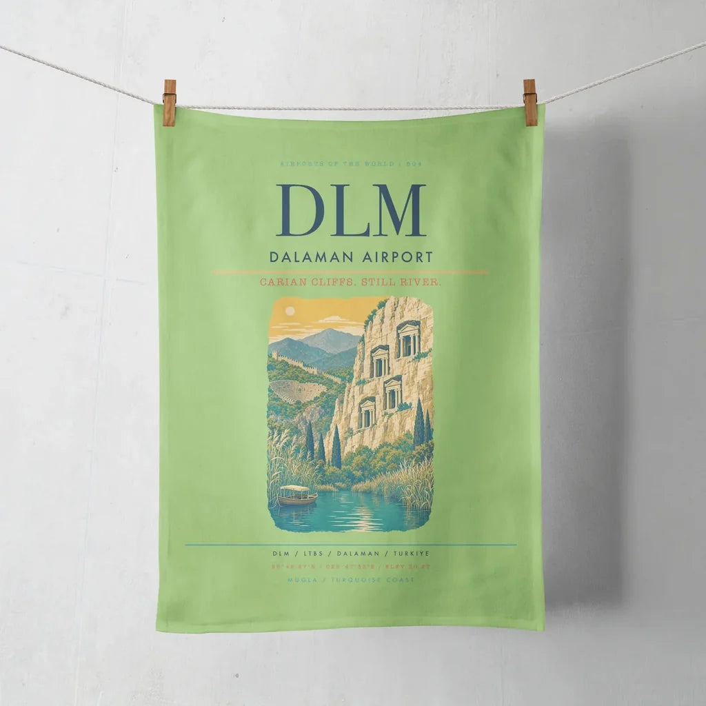 Dalaman Airport (DLM) design on light green towel