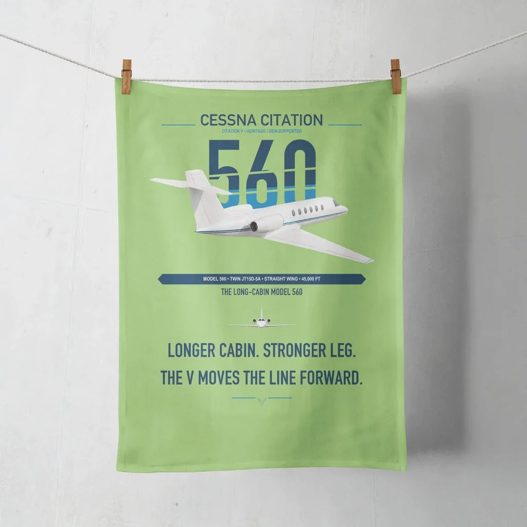 Cessna Citation 560 - Citation V design on light green towel