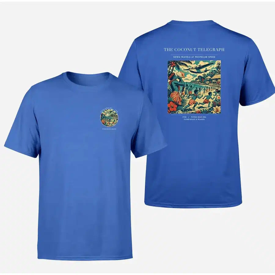 VINTAGE G4402 - The Coconut Telegraph - Double-Side T-Shirt design on blue double side t shirt