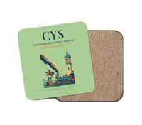 Thumbnail for Cheyenne Regional Airport (CYS) design on light green 1 piece coaster