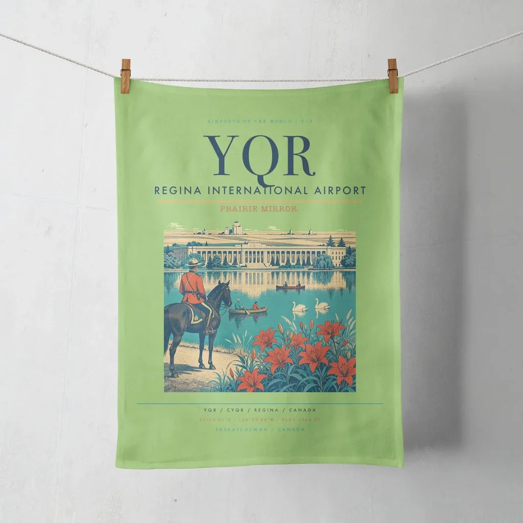 Regina International Airport (YQR) design on light green towel
