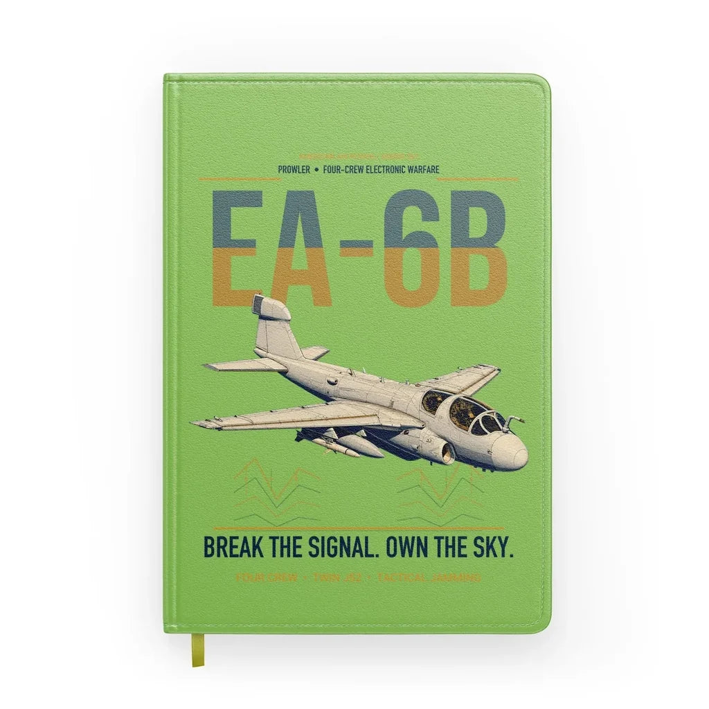 EA-6B Prowler design on light green notebook