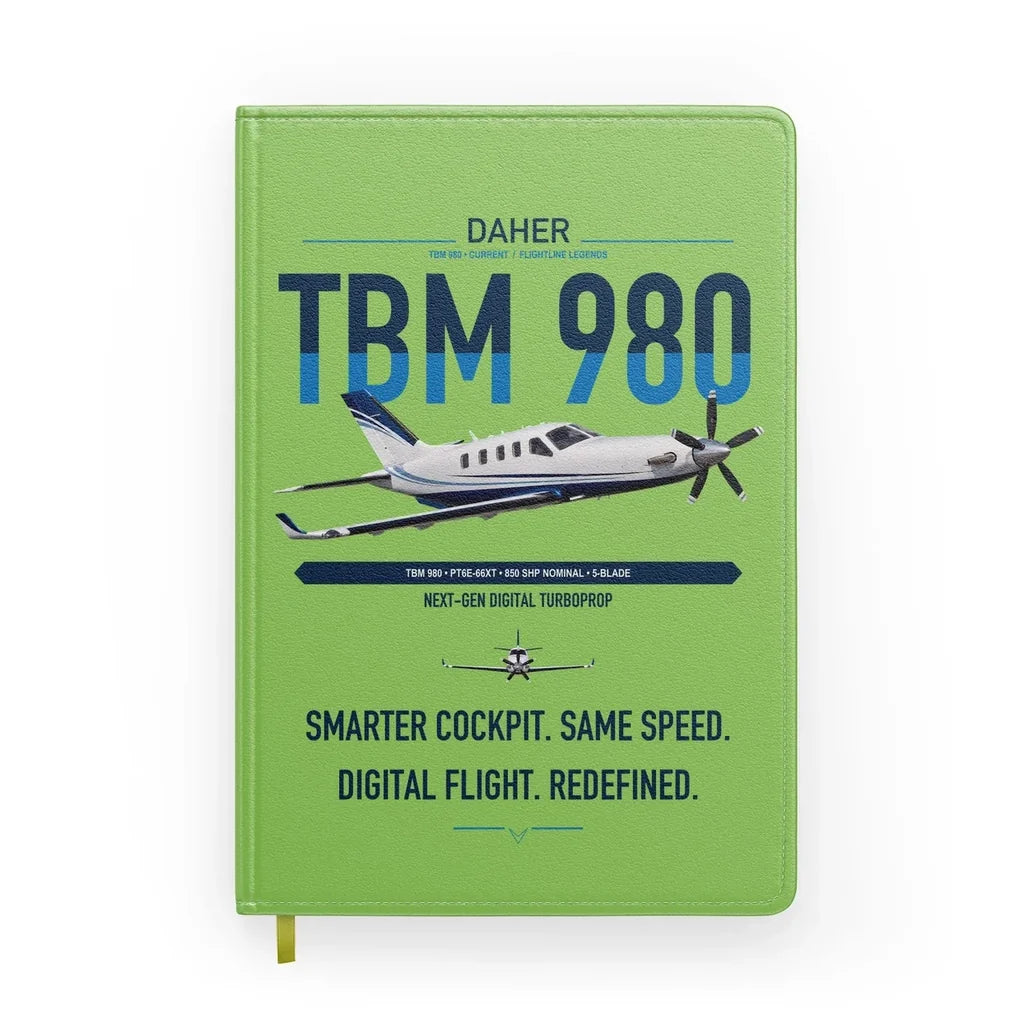 Daher TBM 980 design on light green notebook