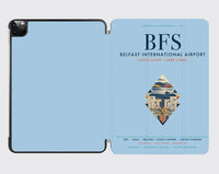 Thumbnail for Belfast International Airport (BFS) design on light blue ipad tablet case