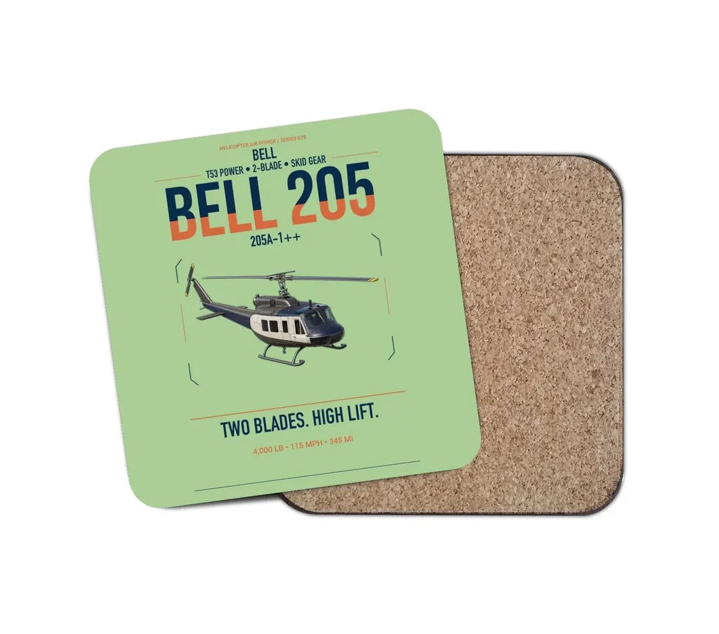 Bell 205A-1++ design on light green 1 piece coaster