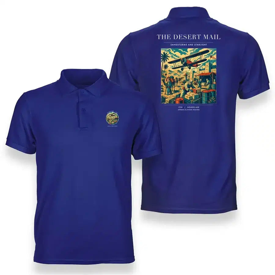 VINTAGE G4020 - The Desert Mail - Double-Side Polo T-Shirt design on blue
