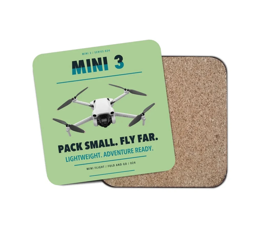DJI Mini 3 design on light green 1 piece coaster