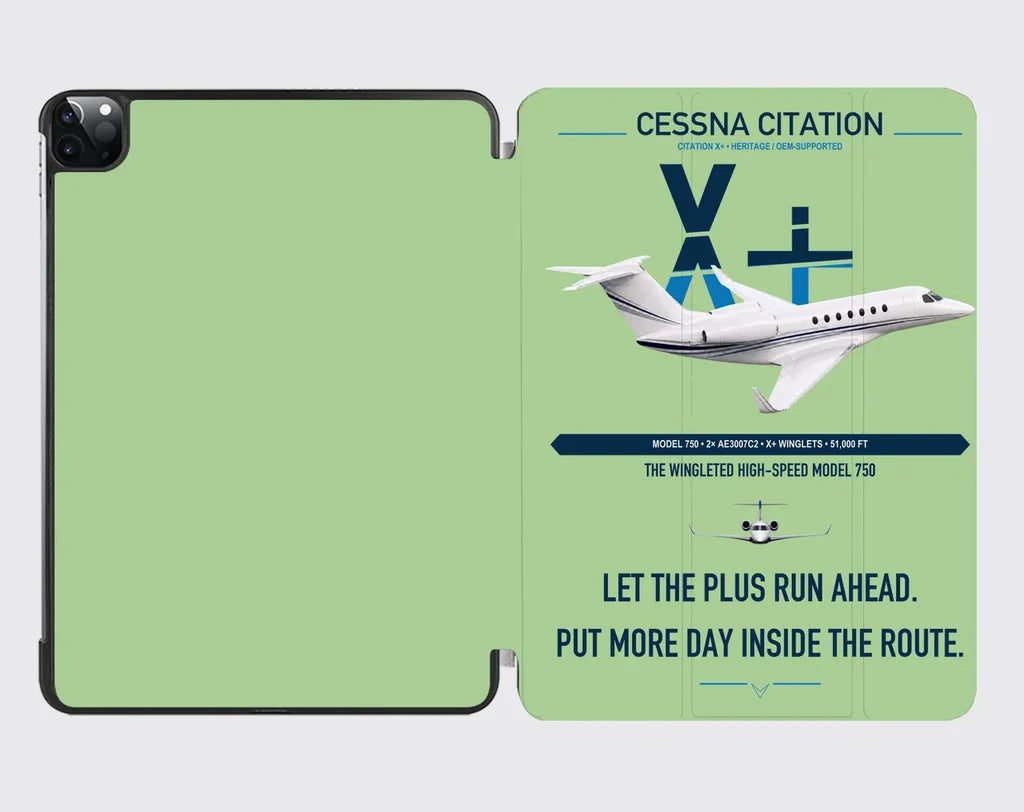 Cessna Citation X+ design on light green ipad tablet case