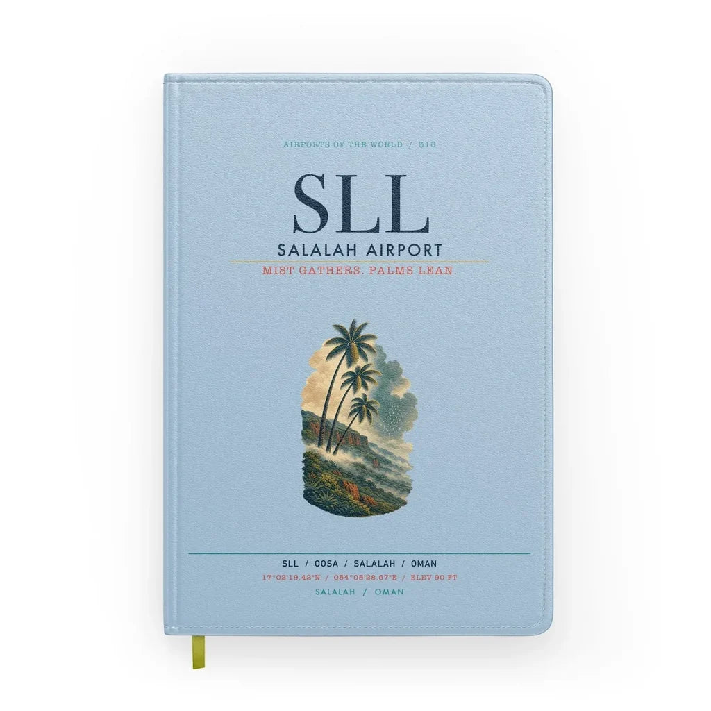 Salalah Airport (SLL) design on light blue notebook