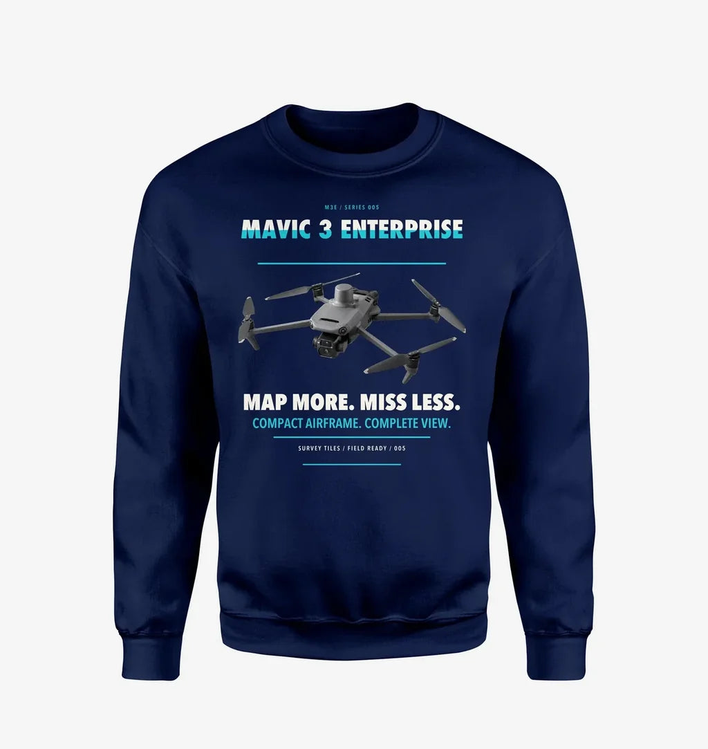 DJI Mavic 3 Enterprise design on navy blue sweatshirt