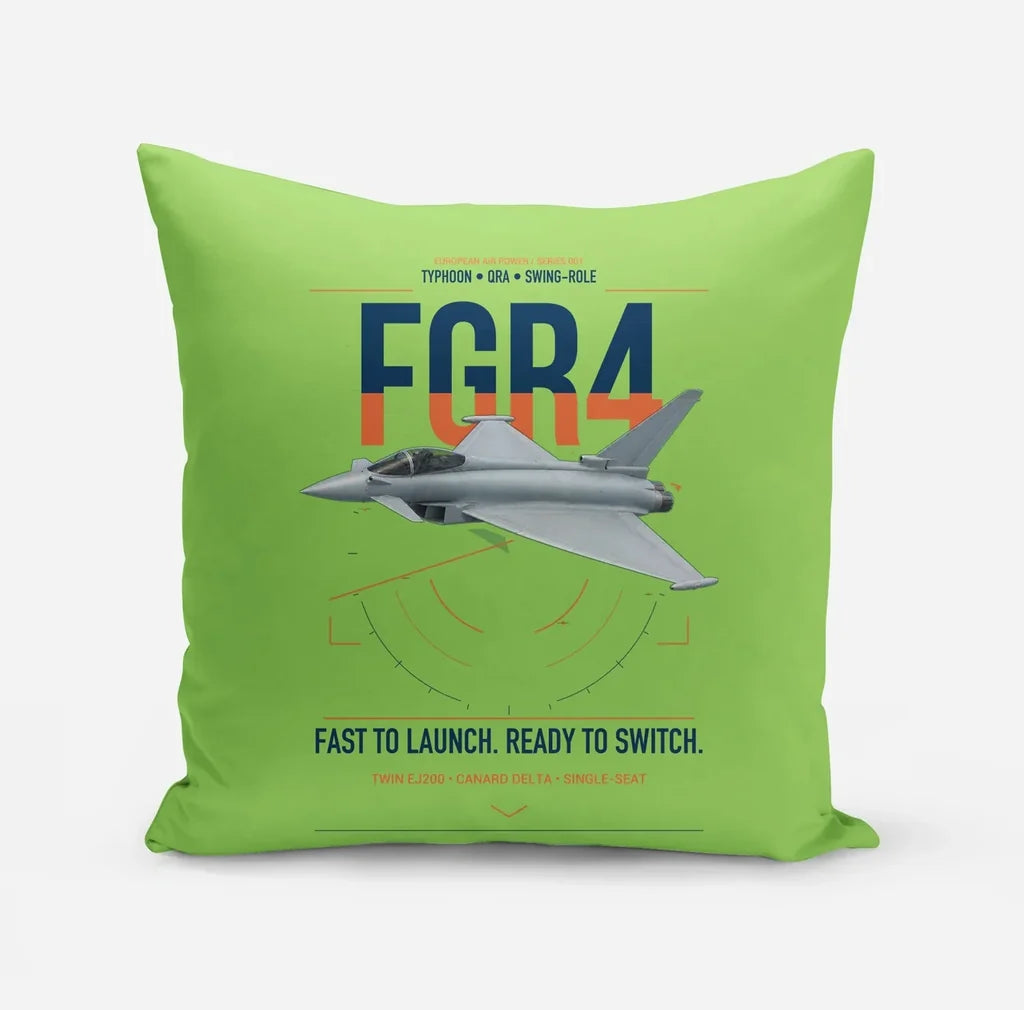 Eurofighter Typhoon FGR4 design on light green pillow