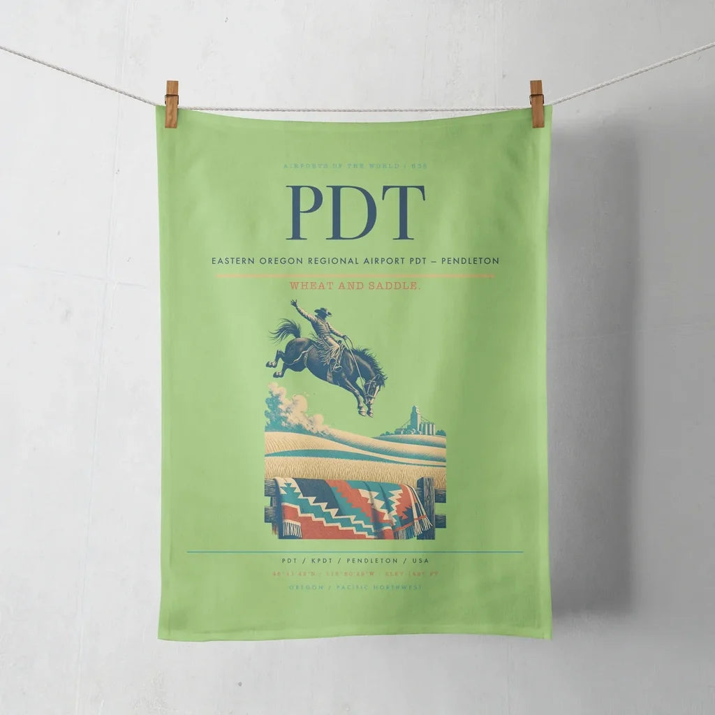 Eastern Oregon Regional Airport (PDT) design on light green towel