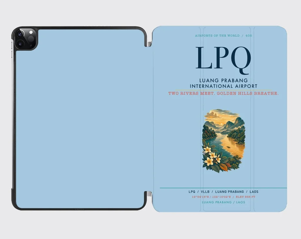 Luang Prabang International Airport (LPQ) design on light blue ipad tablet case